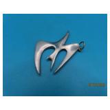 Swedish MCM Bird Pewter 1.5' Pendant HANDCRAFTER