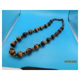 26' Tiger Eye Graduating Beaded Necklace GF NICE