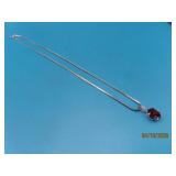 Sterling 9x7mm Ruby Pendant +17' Necklace 3.8g