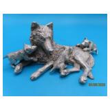 Pewter WOLF & PUPS 4.5' Sculpture by GREG NEELEY