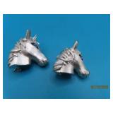 (2) PewterLike 1'ish HorseHead Pins blue eyed