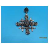 vintage JERUSALEM CROSS Sterling 2.75' Pendant 22g
