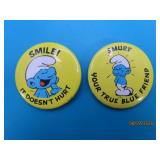 (2) original 1980 SMURF 2.25' Buttons