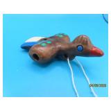 Pottery 3.5' Figural BIRD Flute Instrument 3note