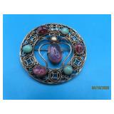 Victorian 2' Stone SPIDER 'Silver' Pin 16.3g