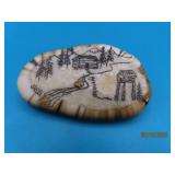 signed Antler/Bone Carved 2' Pin  gold?