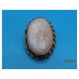 Antique 1' Cameo Pin translucent Scene
