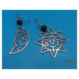 hallmarked Sterling sgd 2.5' Sun/Moon Earrings 13g