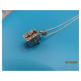 22' Sterling Necklace w/ 1/2' Box Pendant 7.5g