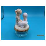 2' Precious Moments Glass Porc Trinket Box (2000)