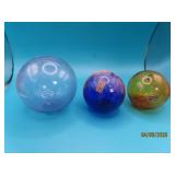 (3) vtg Colored Glass Fishing Balls JAPAN 2.5'/3'