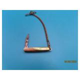 marked vtg 1.5' MOP Handled Knife on 4' Chain