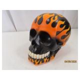 resin SKULL 6' Blk/Org FireFlame Signed 2007 Fig