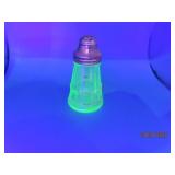 Antique Green Uranium Glowing Glass 3.5' Shaker