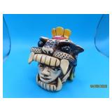 AZTEC Pottery Head Intricate 4' Death Whistle