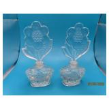 (2) matching 6' Crystal Glass Perfume Bottles flwr