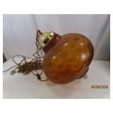 vtg Amber 13' Glass MCM Swag Lamp Funky NICE