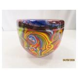 Stunning 4.5' Art Glass Thick unusual Bowl heavy