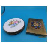 (2) vintage 3' Makeup Compacts Enamel~Stone asis