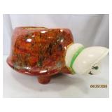 OOAKind 15' Handmade TURTLE Ceramic Planter 60s