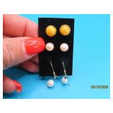 (3prs) Sterling EggYolk/White/Rice Earrings