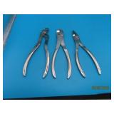 3pc DUNLAP vtg Plier Tool 4"ish Set skinny