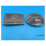 (2) vtg STARRETT & WINCHESTER Belt Buckles embossd