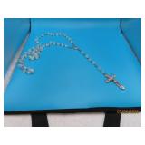 vtg 30" Rosary Necklace Clear/Metal