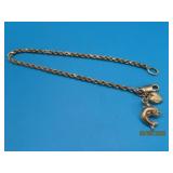 14kt Gold 8" Bracelet w/ Charms Dolph/Hrt 7.4g