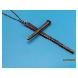 Sterling 22" Necklace & 3" Nail CROSS Pendant