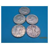 1~Silver 1946 Half Dollar + 4~40% 65-69 KEN Coins