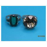 (2) Sterling sz5.75 BlingStone vtg Rings 8.8g