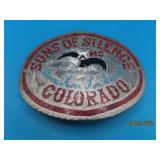 Rare Custom SONS OF SILENCE Belt Buckle Turq/Coral