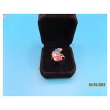 Pawn Sterling sz7.5 Turq/Coral 1' Ring 4g