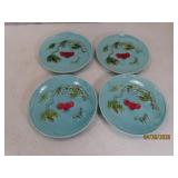 (4) antq c1900 MAJOLIC Cherry Butterfly 6.5' Plate