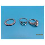(3) Sterling sz7ish Pretty Rings stones 8g