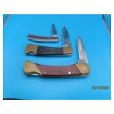 (3) used 3'/4'/5' Single Blade Knives SolidHandle