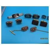 (5) vtg Cuff Links etc Sterling/GF/Military/Orient