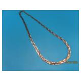 Sterling 18' TriColor Herringbone Necklace 3/8' 9g
