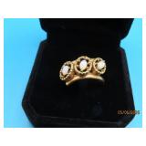 1/20 10kt GF sz7.75 vtg Ring 3 Moonstone MCM 4g