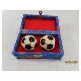 pair vtg Stress~Butt Metal SOCCER Chinese Balls