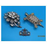 (3) Antique Victorian Brooch Pins (missing 1 stone