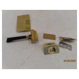 vintage GEM GoldToned Safety Razor pushbutton