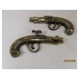 (2pc) c1960s Alum Pistol Gun 11' Wall Decor