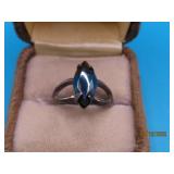 vtg Sterling Faceted Hemetite sz8 Ring 3.4g