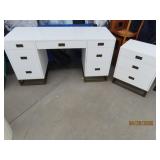 2pc RH RestHardware Desk & Nightstand White $4000