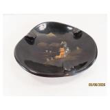 signed JAPAN vtg Black Cigar Laquer Ashtray 9" $$