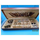 FULL vintage Mens Cuff~Tie Links Jewelry in box