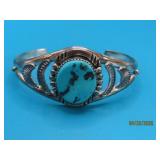 Pawn Sterling Turq 'RB signed' 2.5' Bracelet 29g