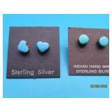 (2) Sterling & Turq 1/4" Earrings Pawn/SouthWest